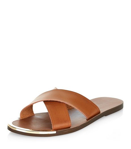 Tan Cross Strap Sandals | New Look