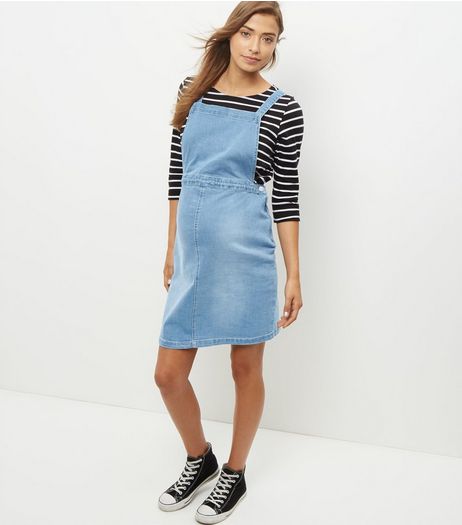 Maternity Blue Denim Pinafore Dress | New Look