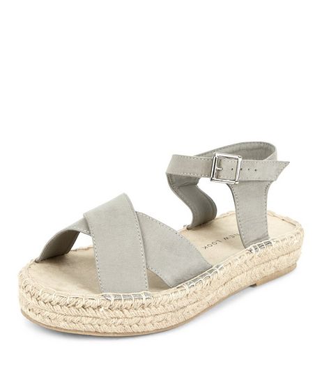 Teens Grey Flatform Espadrille Sandals | New Look