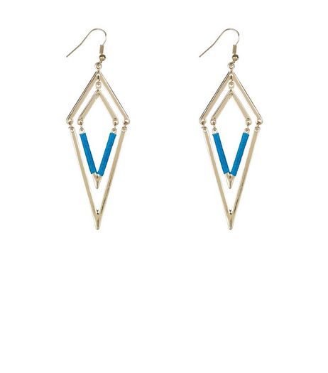 Turquoise Thread Wrap Diamond Earrings | New Look