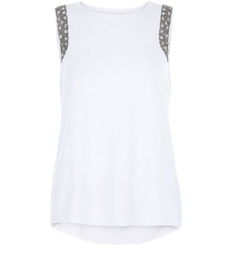 Anita and Green White Embellished Trim Vest | New Look