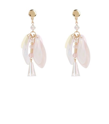 Shell Pink Sequin Drop Earrings | New Look