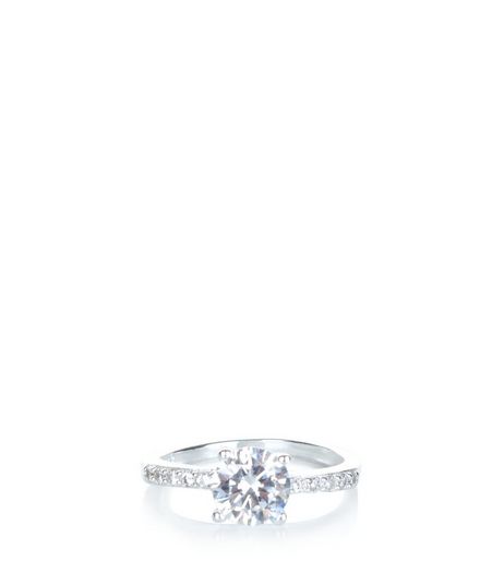 Sterling Silver Diamante Ring | New Look
