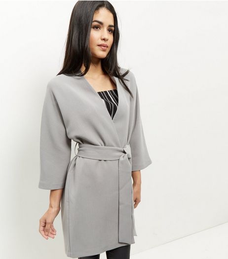 Grey Belted Kimono Jacket | New Look