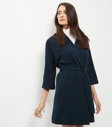 Dark Green Belted Kimono Jacket | New Look