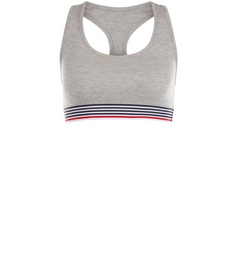 Grey Stripe Hem Sports Crop Top | New Look