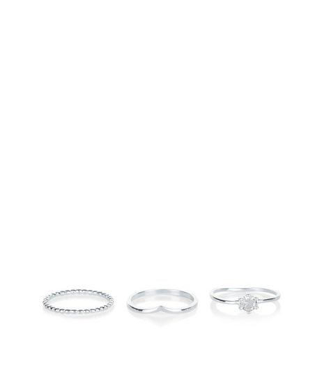 3 Pack Sterling Silver Rings | New Look