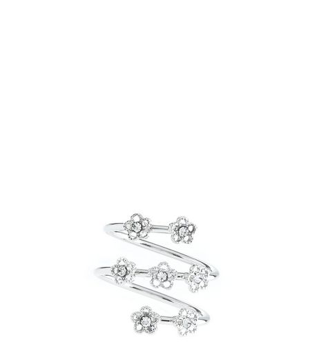 Silver Flower Wrap Ring | New Look