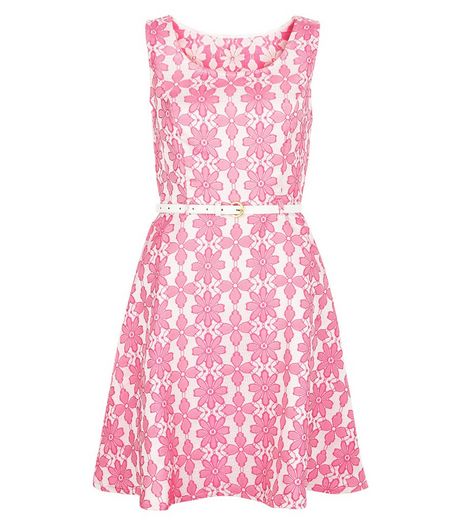 Mela Pink Floral Print Belted Sleeveless Dress | New Look