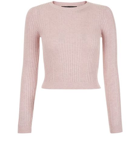 Teens Pink Crew Neck Ribbed Jumper | New Look