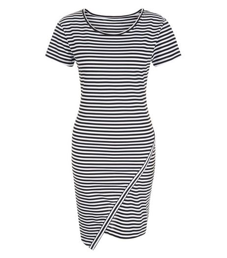 JDY Grey Stripe Wrap Dress | New Look