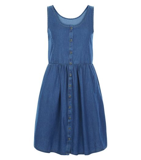JDY Blue Button Front Sleeveless Dress | New Look