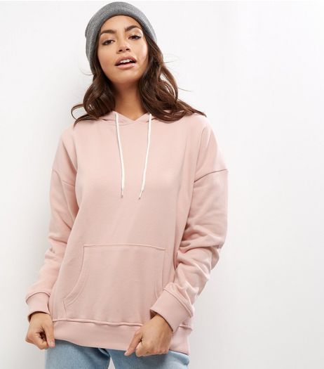 Shell Pink Oversized Slouch Hoodie | New Look