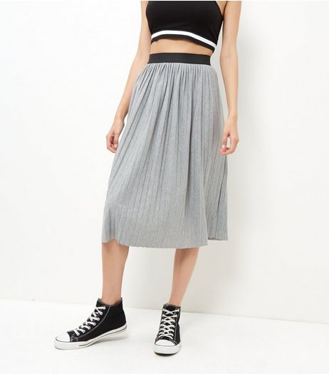 Grey Pleated Midi Skirt | New Look