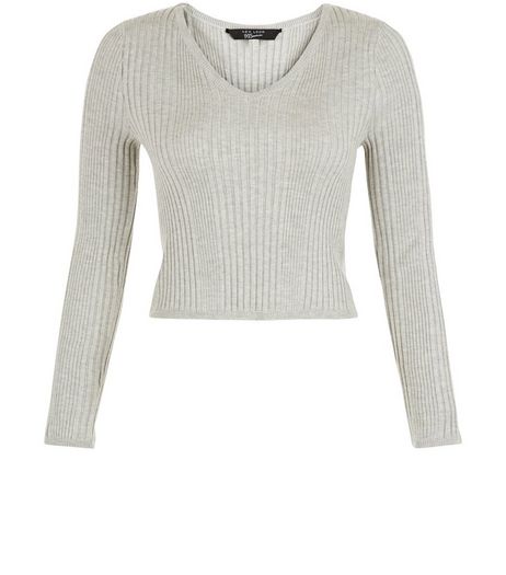 Teens Grey V-neck Ribbed Jumper | New Look