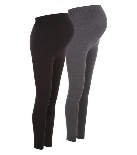 Maternity 2 Pack Grey and Black Leggings | New Look