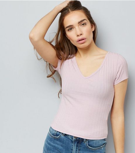 Pink V Neck Cap Sleeve T-Shirt | New Look
