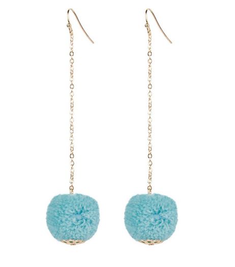 Turquoise Pom Pom Earrings | New Look