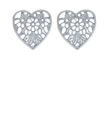 Silver Filigree Heart Stud Earrings | New Look
