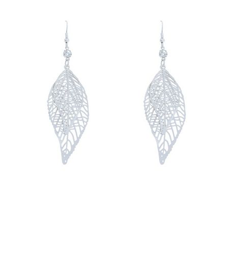 Silver Layered Leaf Earrings | New Look