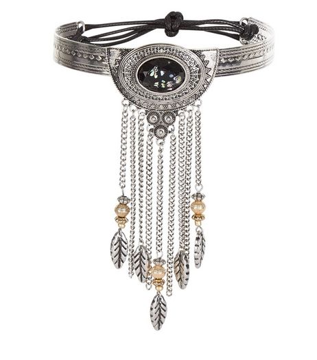 Silver Suede Feather Chain Arm Cuff | New Look