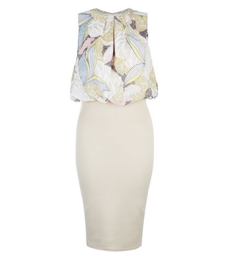 AX Paris Stone Leaf Print Top Midi Dress | New Look