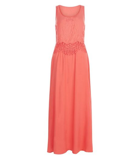 Apricot Orange Embroidered Maxi Dress | New Look