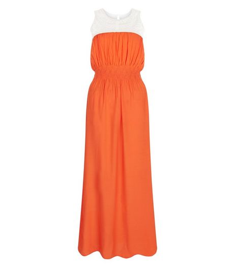 Apricot Orange Contrast Mesh Maxi Dress | New Look