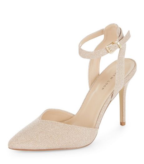 Pink Glitter Pointed Ankle Strap Heels | New Look