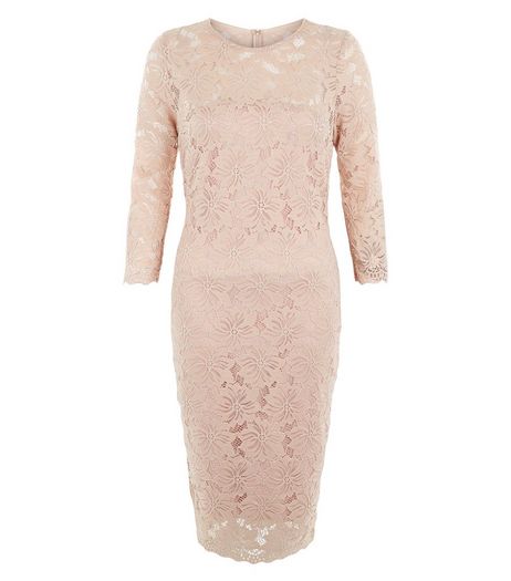 AX Paris Stone Lace 3/4 Sleeve Dress | New Look