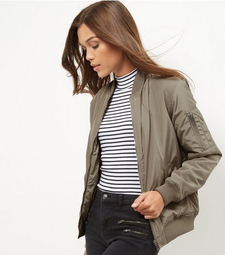 Stone Padded Bomber Jacket | New Look