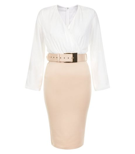 AX Paris White Belted 2 in 1 Midi Dress | New Look