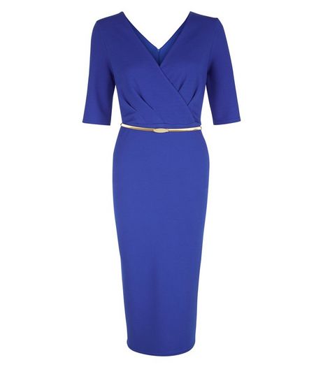 Tall Blue Belted Wrap Bodycon Dress | New Look