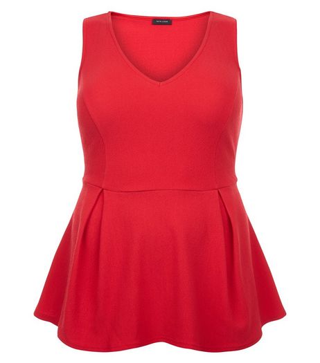 Curves Red Peplum Top | New Look