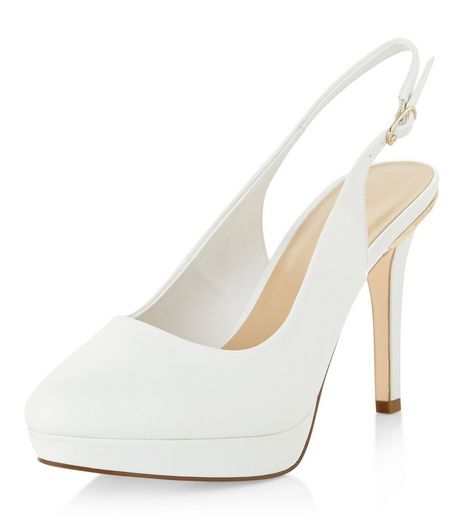 Wide Fit White Pointed Sling Back Heels | New Look