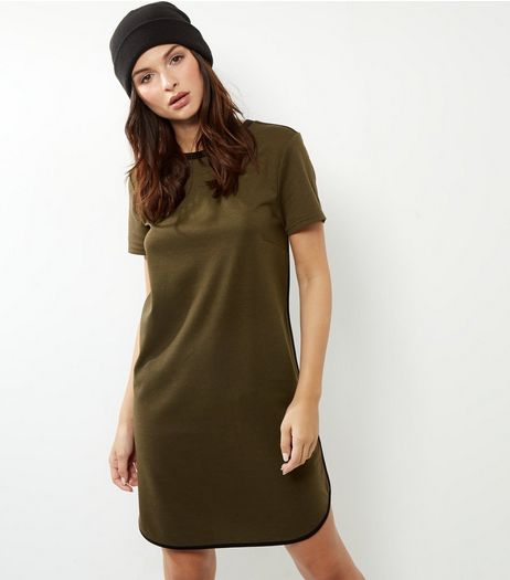 Khaki Longline T-Shirt Dress | New Look
