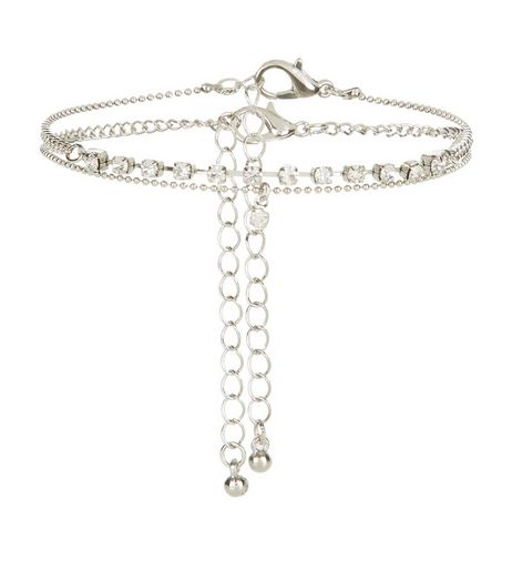Crystal Diamante Layered Anklet | New Look
