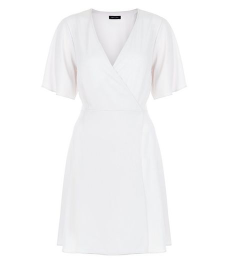 Pale Grey Wrap Front Mini Dress | New Look