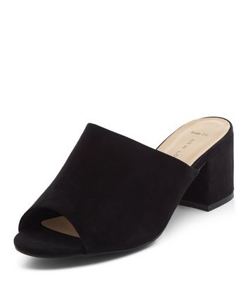 wide fit block heel mules