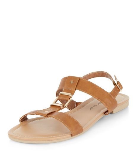 Teens Tan Metal Trim Sandals | New Look
