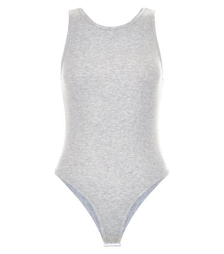 Grey Ribbed Sleeveless Bodysuit | New Look