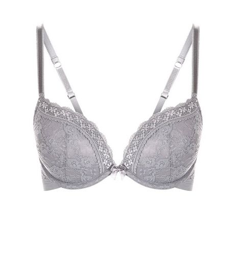 Grey Lace Push Up Bra | New Look