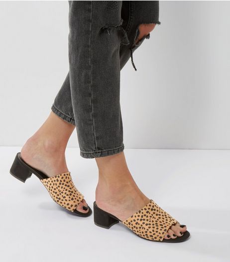 Stone Animal Print Suedette Mules | New Look