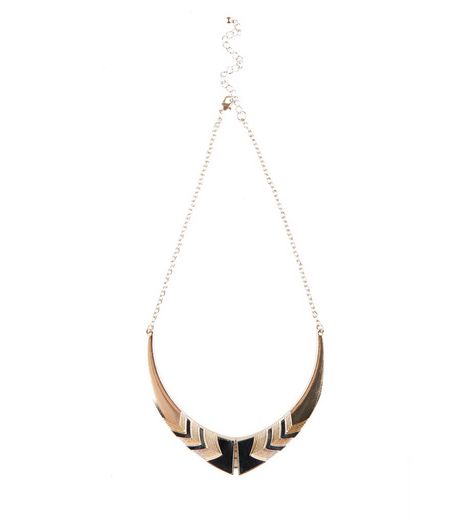 Rose Gold Chevron Shell Necklace | New Look