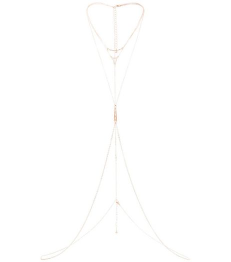 Rose Gold Layered Stone Bodychain | New Look