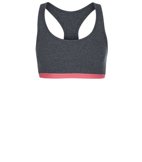 Grey Contrast Trim Ribbed Crop Top | New Look
