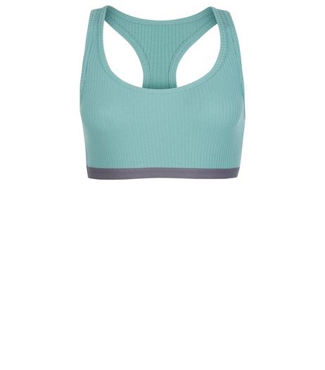 Green Contrast Trim Ribbed Crop Top | New Look