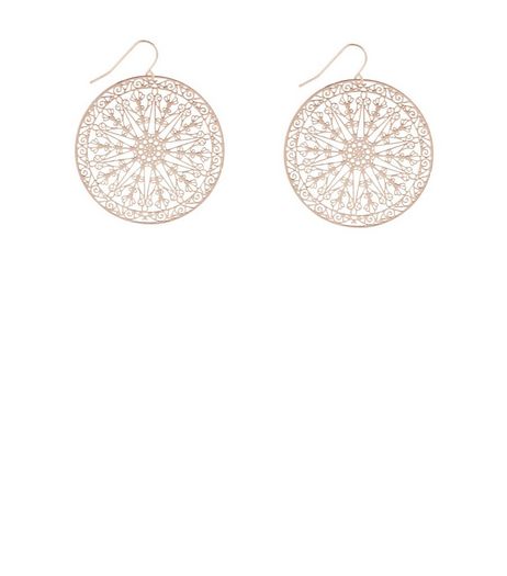 Rose Gold Filigree Disc Drop Earrings | New Look