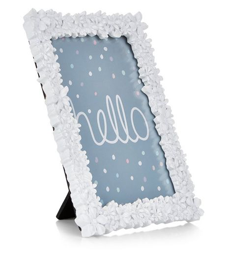 White Floral Texture Photo Frame | New Look