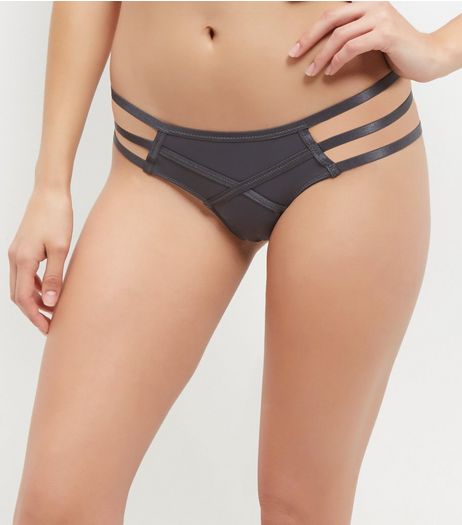 Grey Strap Brazilian Briefs | New Look